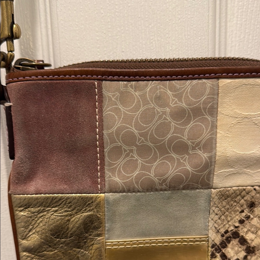Coach Gold and Cream Crossbody Bag with Patchwork Design - has hangtag - Picture 14 of 16